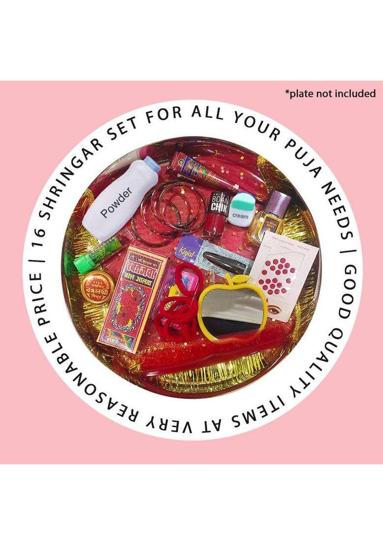 Symbelle 16 Shringar Kit For Pooja Indian Worship Set Complete Puja Accessories Plastic (1 Pieces Multicolor) - Indya