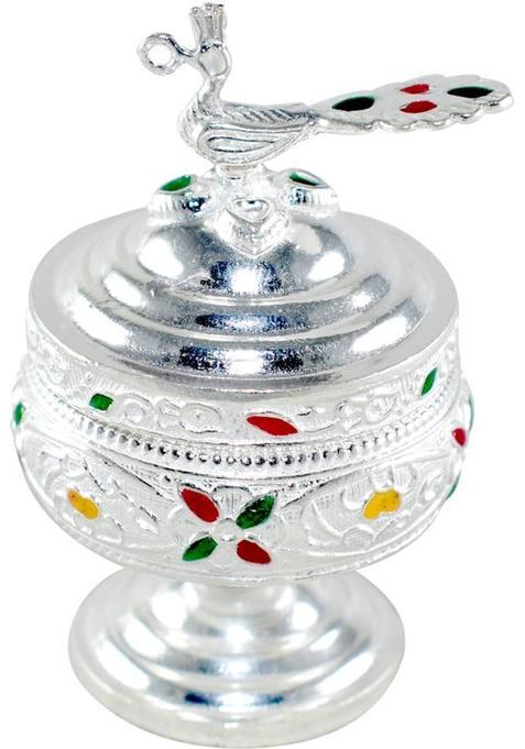 Kmj Pure Silver(Chandi) Sindoor-Dani/Box For Women, Kumkum Box (Wt. 26 Gms) Silver (1 Pieces, White)