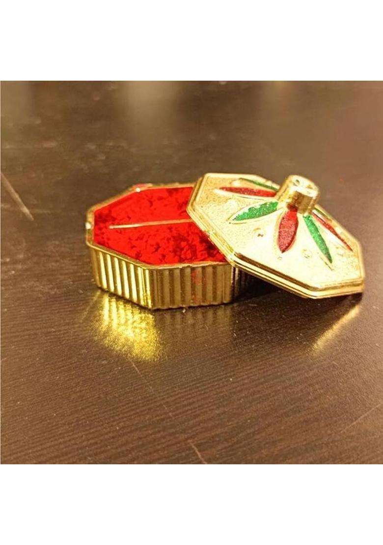 Santarms Sindoor Dani Kumkum Roli Chawal Essential Box Plastic (1 Pieces Gold) - Indya