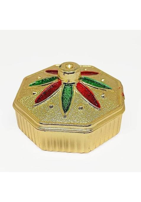 Santarms Sindoor Dani Kumkum, Roli, Chawal Essential Box Plastic (1 Pieces, Gold)
