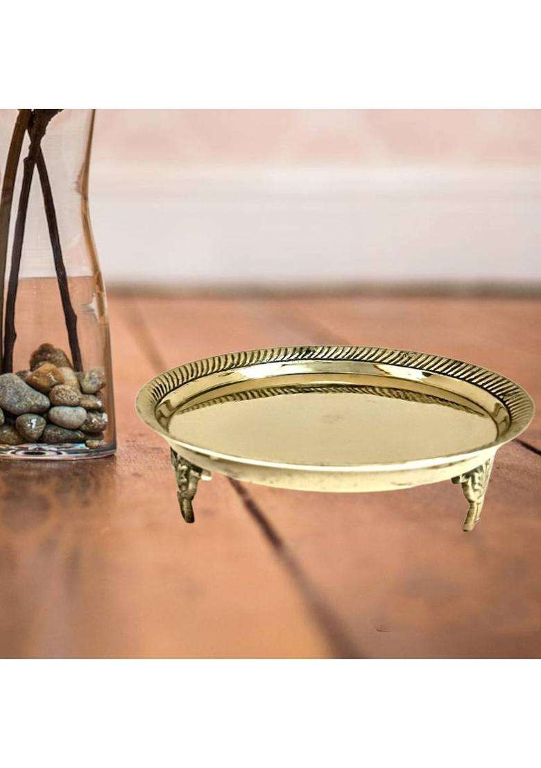 Trendy Abode Shubh Labh / Pooja Thali Stainless Steel (1 Pieces Silver) - Indya