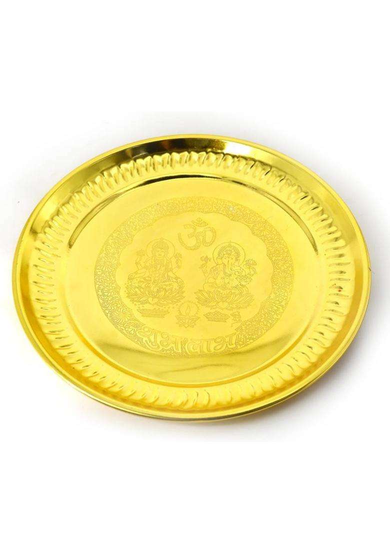 Me&You Ahoi Golden Plated Pooja Thali Set-08 Gold (1 Pieces Gold) - Indya