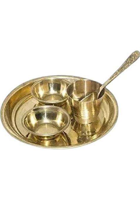 Navaash Mandir Pooja Thali Brass (Yellow)