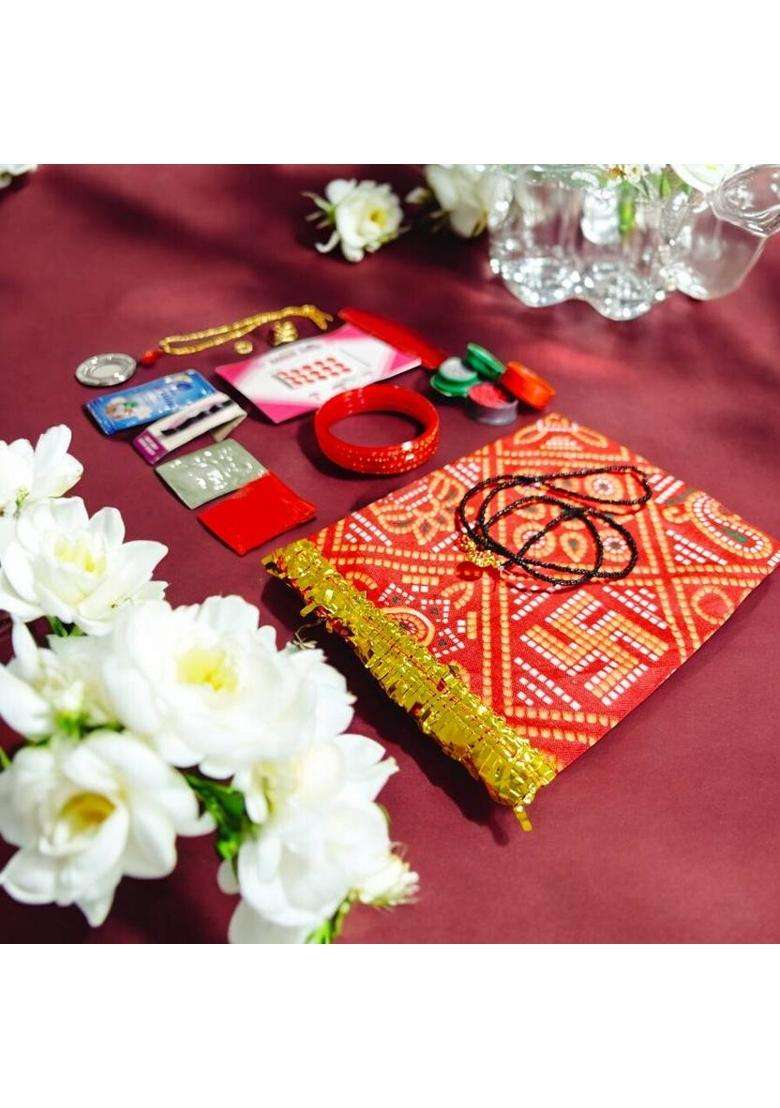 House Of Festivals Shringar Set For Devi Pooja Stainless Steel (12 Pieces Red) - Indya