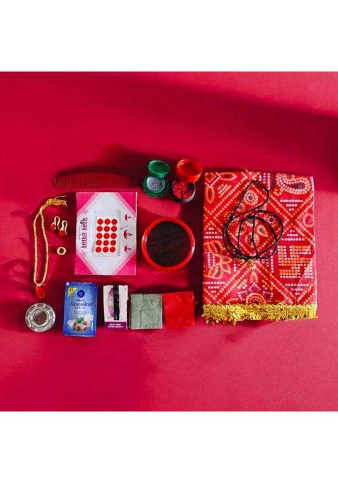 House Of Festivals Shringar Set For Devi Pooja Stainless Steel (12 Pieces Red)