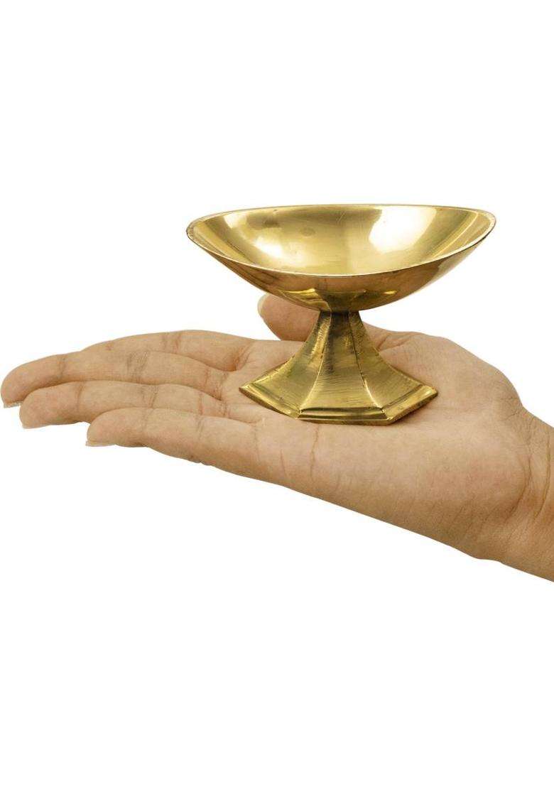 Spillbox Brass Puja Traditional Handmade Beautiful Kumkum For Kumkum-Boat (1 Pieces Gold) - Indya