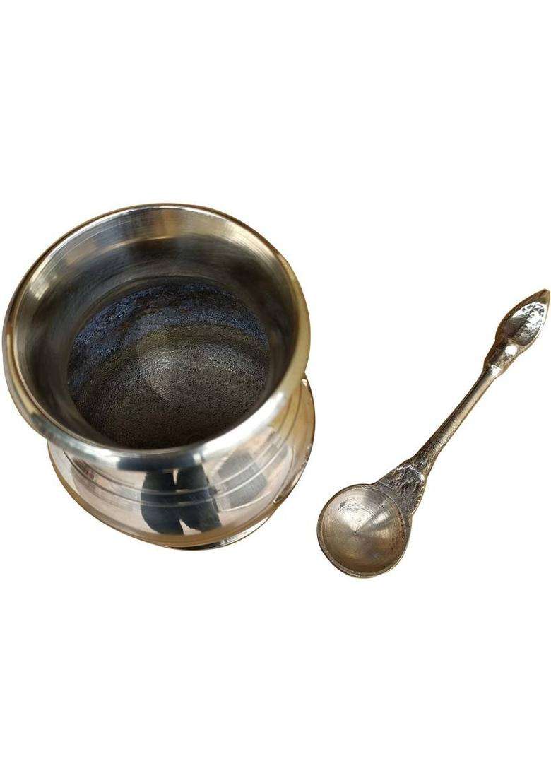 Craft World Brass Panch Patra Lota With Naga Spoon Panchapatra Set Poojan Purpose. (1 Pieces Gold) - Indya