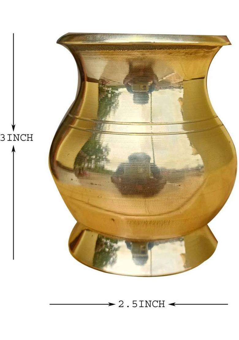Craft World Brass Panch Patra Lota With Naga Spoon Panchapatra Set Poojan Purpose. (1 Pieces Gold) - Indya