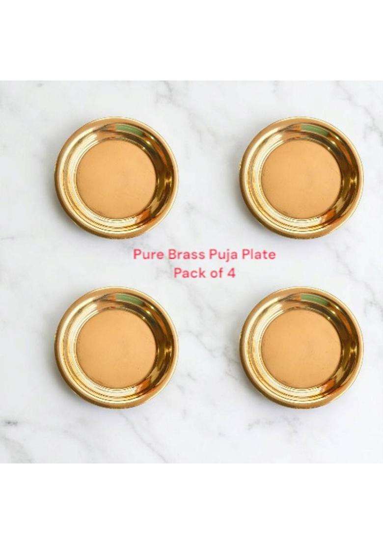Aditya Creation Made From 100% Pure Brass For A Traditional Long-Lasting Finish Puja Bhog (4 Pieces Gold) - Indya