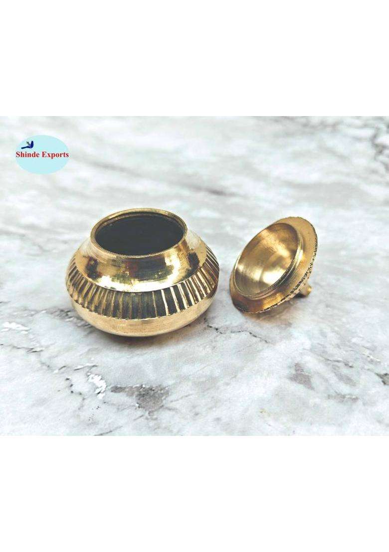 Shinde Exports Brass Sindur Holder Sindoor Kumkum Dani Dibbi Bowl Box For Women (1 Pieces Gold) - Indya