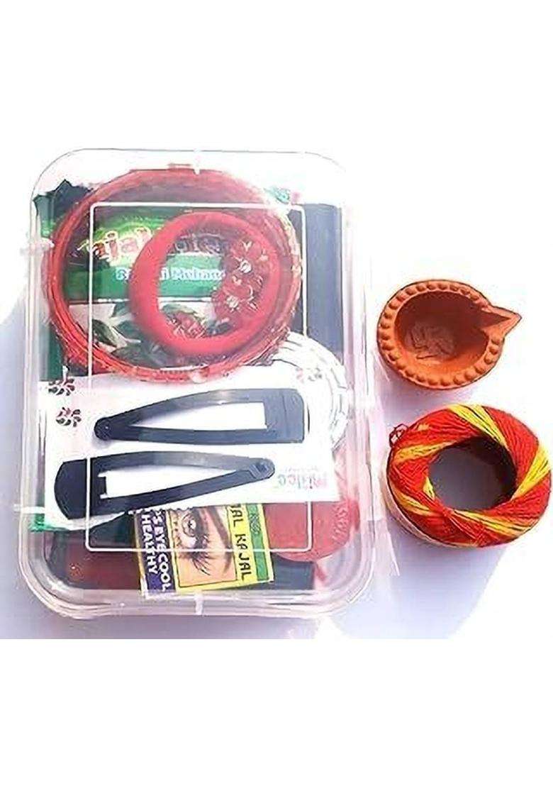 Banithani Navratri Mata Ka Shringar / Devi Pujan Samagri 16 Items Durga Puja - Plastic (16 Pieces Multicolor) - Indya