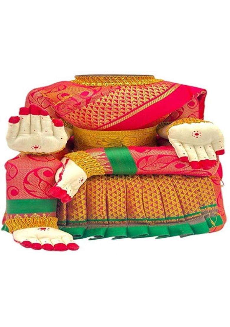 Pmw Fabric Saree Varalakshmi Idol Polyester (1 Pieces Multicolor) - Indya