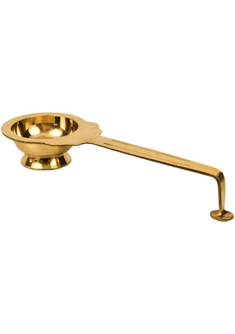 Spillbox Karpoor Diya Deepam Burner Brass KarpuramAarathi Stand For Dhoop Puja-Ledal Big (1 Pieces Yellow) - Indya
