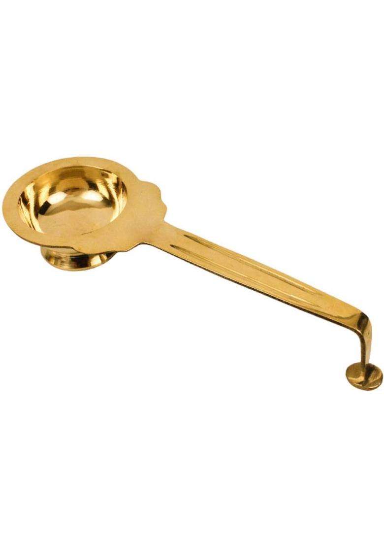 Spillbox Karpoor Diya Deepam Burner Brass KarpuramAarathi Stand For Dhoop Puja-Ledal Big (1 Pieces Yellow) - Indya