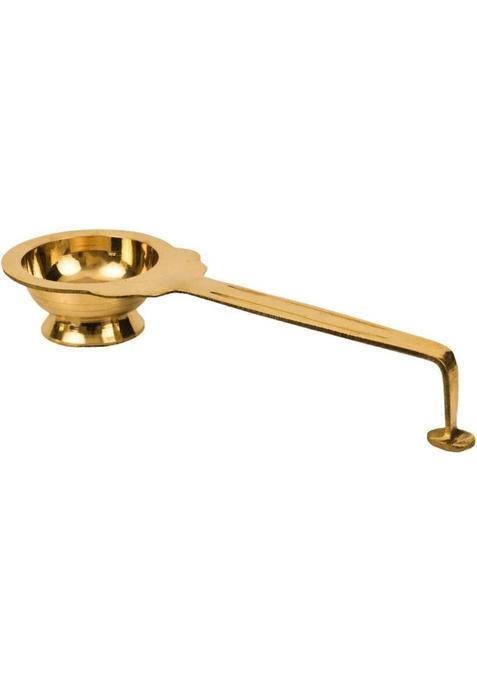 Spillbox Karpoor Diya Deepam Burner Brass Karpuram|Aarathi Stand For Dhoop Puja-Ledal Big (1 Pieces, Yellow)