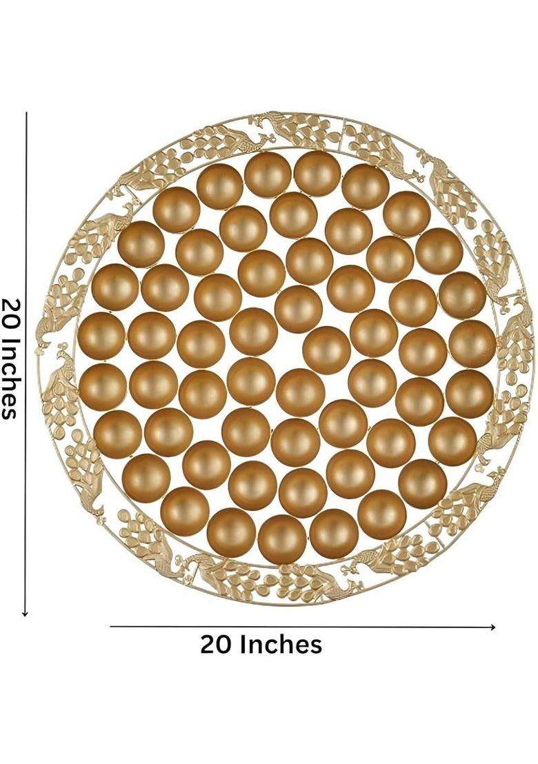 Homing Thistle 56 Bhog Thali Peacock Design Traditional For Home Mandir Pooja Iron (1 Pieces Gold) - Indya