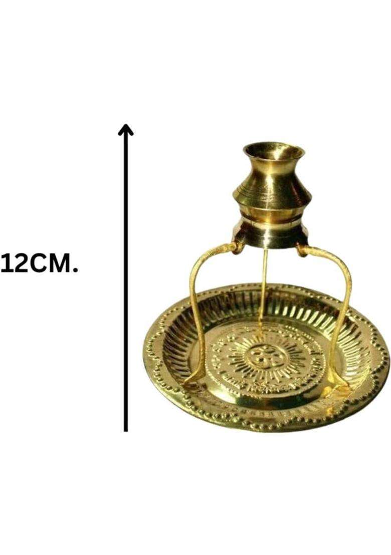 Daridra Bhanjan Shivling Jal Stand Brass Om Thali With Water Stand/For Daily Home Pooja(Brass). (1 Pieces Gold) - Indya
