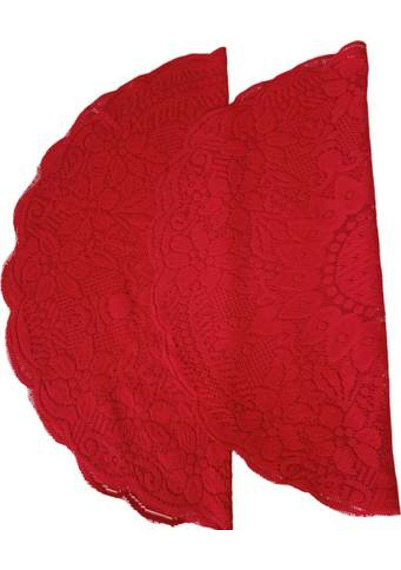 Nimmi Decore Of Pooja Thali Designer Flower Design Thal Posh Plate Cover Combo 2 Cotton (2 Pieces Maroon) - Indya