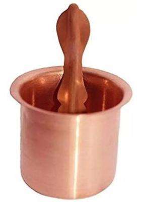 Elitetouch Copper Panch Patra Glass With SpoonHoly Water For Poojan Purpose Brass (1 Pieces Gold)