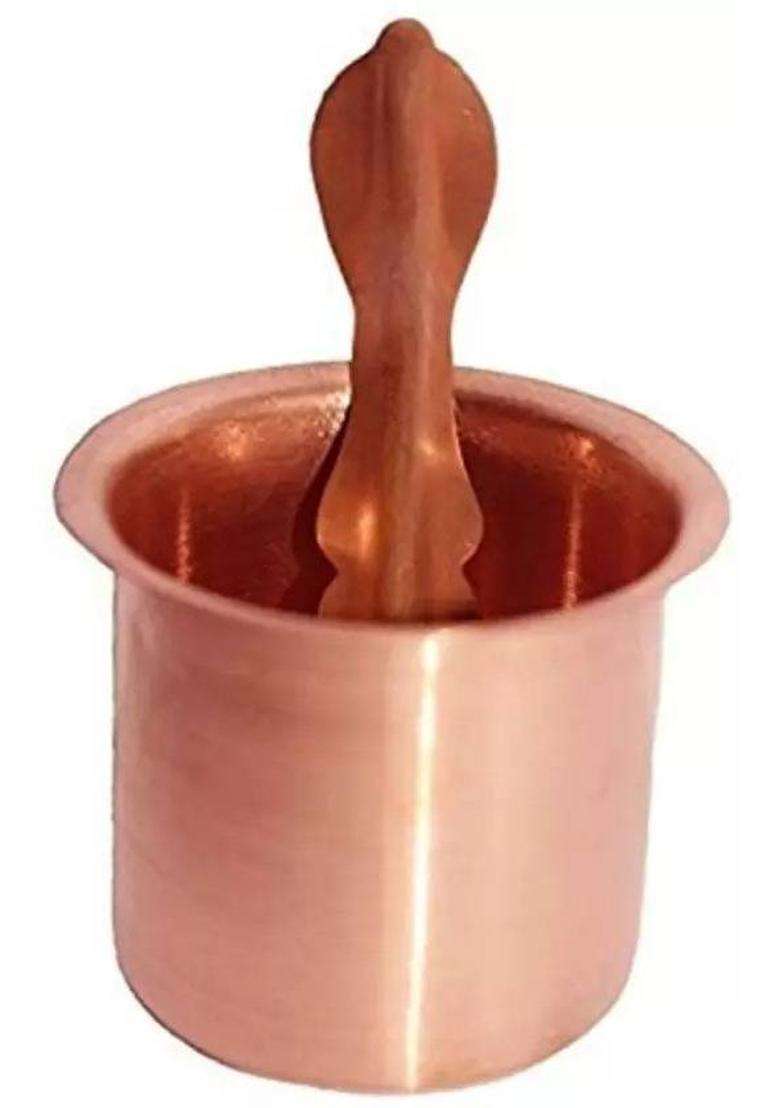 Elitetouch Copper Panch Patra Glass With SpoonHoly Water For Poojan Purpose Brass (1 Pieces Gold) - Indya