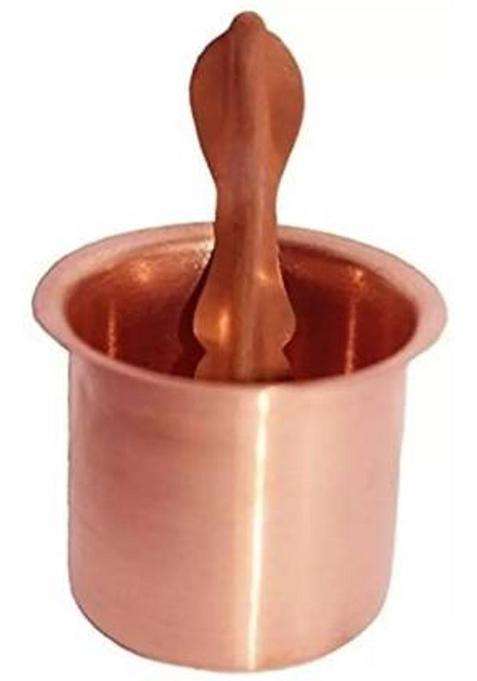Elitetouch Copper Panch Patra Glass With SpoonHoly Water For Poojan Purpose Brass (1 Pieces Gold)