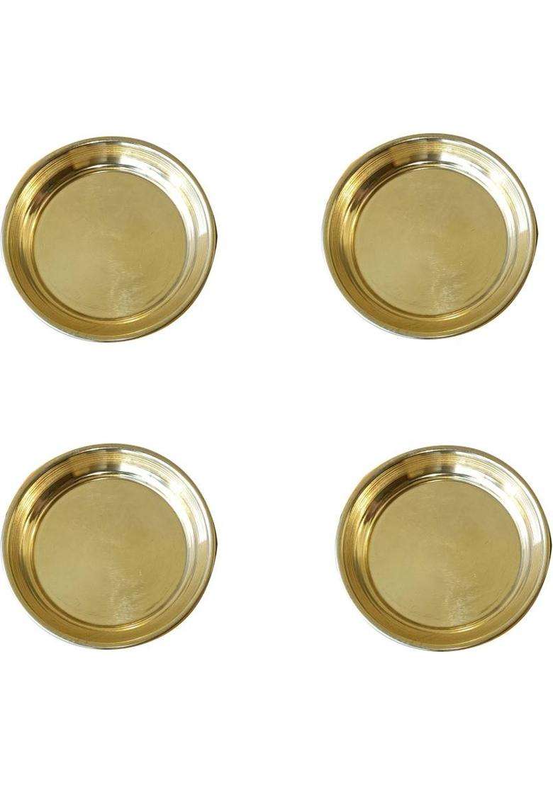 Craft World Bhog Thali Prasad Plate(4 Pieces Gold) Brass (Gold) - Indya