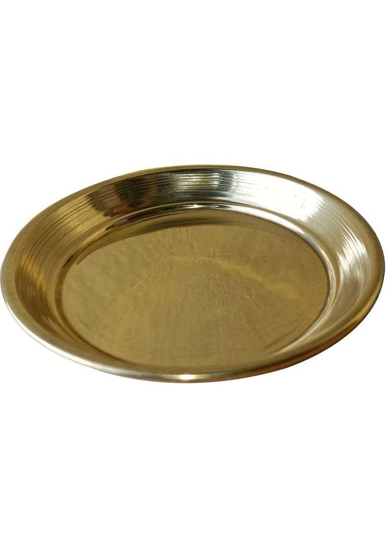 Craft World Bhog Thali Prasad Plate(4 Pieces Gold) Brass (Gold) - Indya