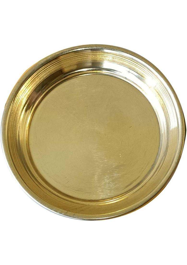 Craft World Bhog Thali Prasad Plate(4 Pieces Gold) Brass (Gold) - Indya