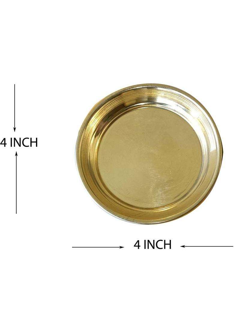Craft World Bhog Thali Prasad Plate(4 Pieces Gold) Brass (Gold) - Indya