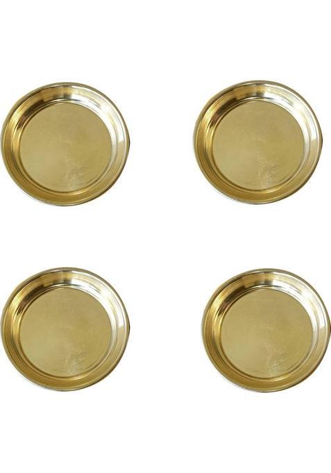 Craft World Bhog Thali Prasad Plate(4 Pieces, Gold) Brass (Gold)