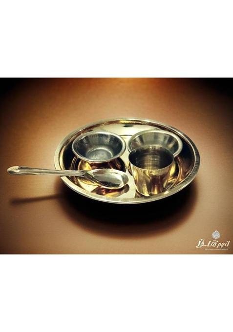 Enham Bhog Thali Set Brass (5 Pieces Gold)