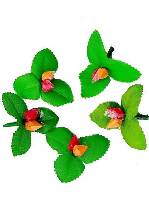 Vidagdha Haldi Kumkum Bud Leaf Return Gift For All Occasions Plastic (40 Pieces Green Red Yellow)
