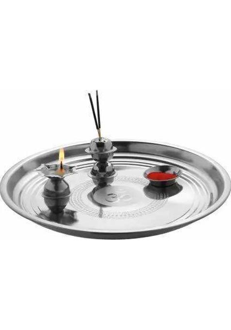 Filfora Pooja Thali Stainless Steel (1 Pieces, Steel)