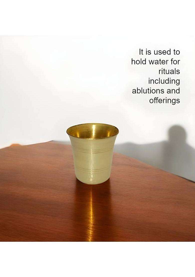 Mle Traditional Small Brass Tumblers For Religious Rituals & Daily Use - Pooja Glass (4 Pieces Gold) - Indya