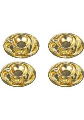 Spillbox Traditional Handcrafted Brass Deepak Diya Oil Lotus Lamp With Plate For Home Temple Puja Articles Decor Gifts-Pack Of-4 (4 Pieces Gold)