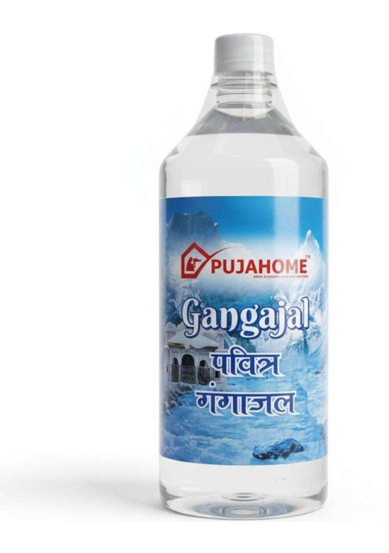 Pujahome Gangajal For Puja Sourced From Rishikesh - Original Ganga Jal 1000 Ml X 1 Bottle (1 L) - Indya