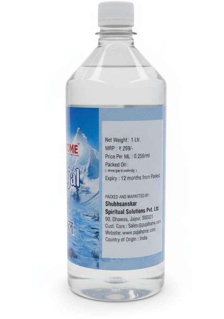 Pujahome Gangajal For Puja Sourced From Rishikesh - Original Ganga Jal 1000 Ml X 1 Bottle (1 L) - Indya