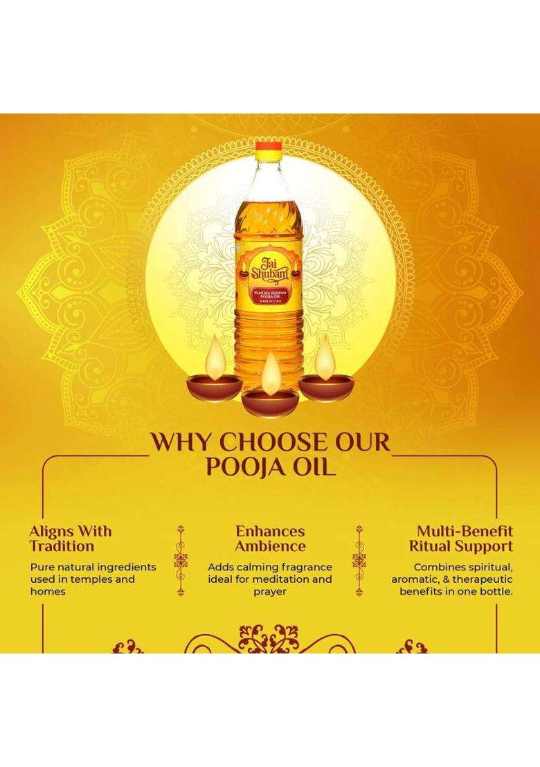 Jaishubam Pancha Deepam Pooja Oil With Camphor Fragrance 900Ml (900 Ml) - Indya