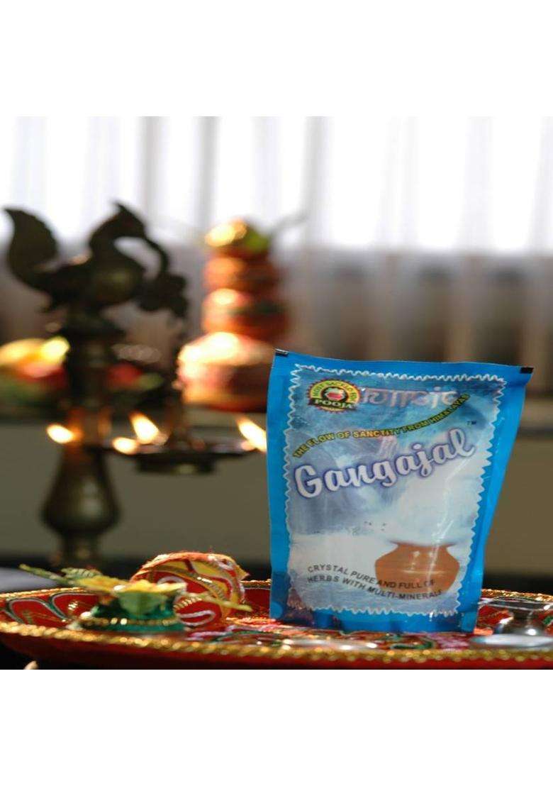 Gangajal Ganga Jal Pure And Natural From Deep Himalayas/Aproved By Uttarakhand Govt./Pack Of 10 Pouches Containing 220 Ml In One Pouch (220 Mlx10 = 1 Box) - Indya