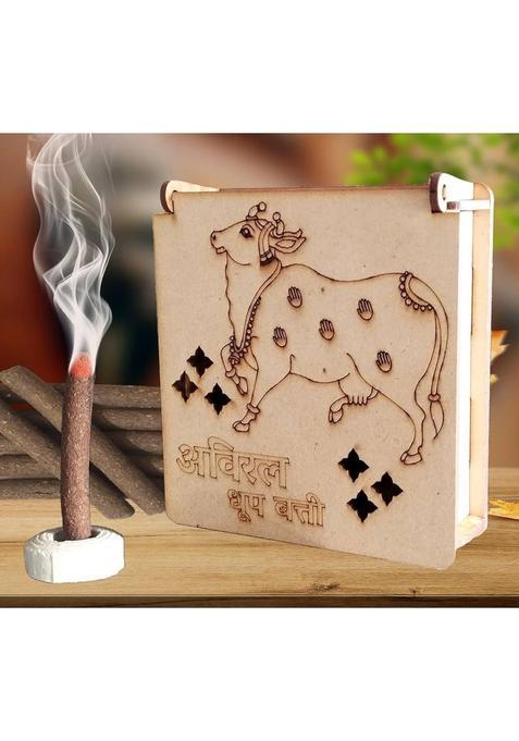 Deep Print Mart Aviral Cow Dung Dhoop Stick Panchgavya Batti Wooden Box 100 Gr. Each Blossom (Pack Of 2)