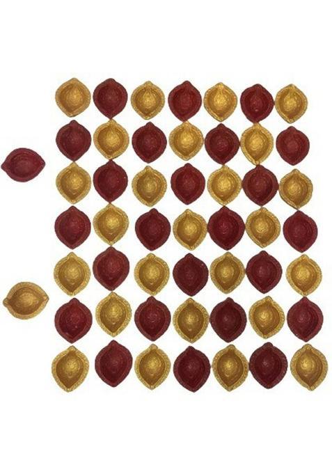 Treasure Wave Handmade Decorative Cow Dung Diya For Pooja And Diwali Decoration- Pack Of 51 Pottery (Pack 51) Table Set (Height: 2 Inch)