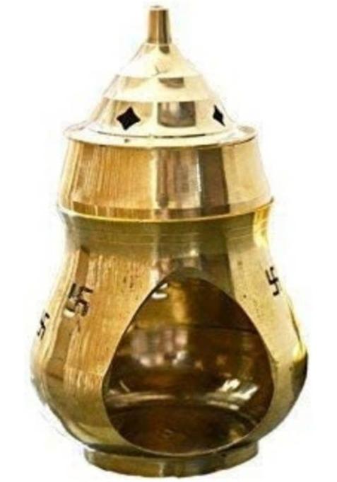 Navyaksh Brass Hindu 5 Face Puja Burner Lamp Panch Aarti Jyoti (Pack Of 2) Table Diya (Height: 6 Inch)