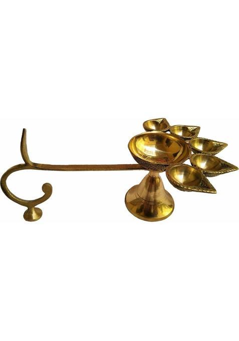 Top Craft India Brass Panch Arti Diya Bpads02 Table (Height: 2.9 Inch)