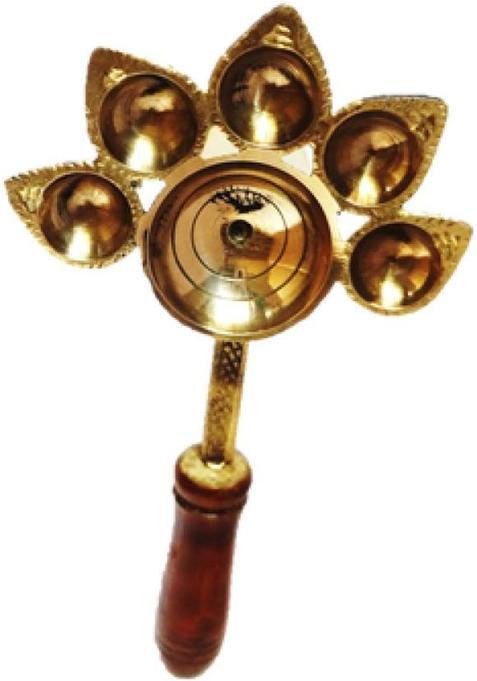 Daridra Bhanjan Panchmukhi Arti Diya/Pancha Deepam Diya Brass Metal 19Cm For Religious/Poojan Table (Height 2 Inch)