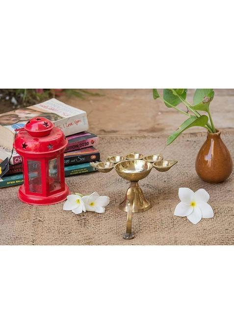Sbbco Brass Panch Deepak Aarti, Diya,Panchmukhi, Pancharti,For Pooja Table Diya (Height: 3.8 Inch)