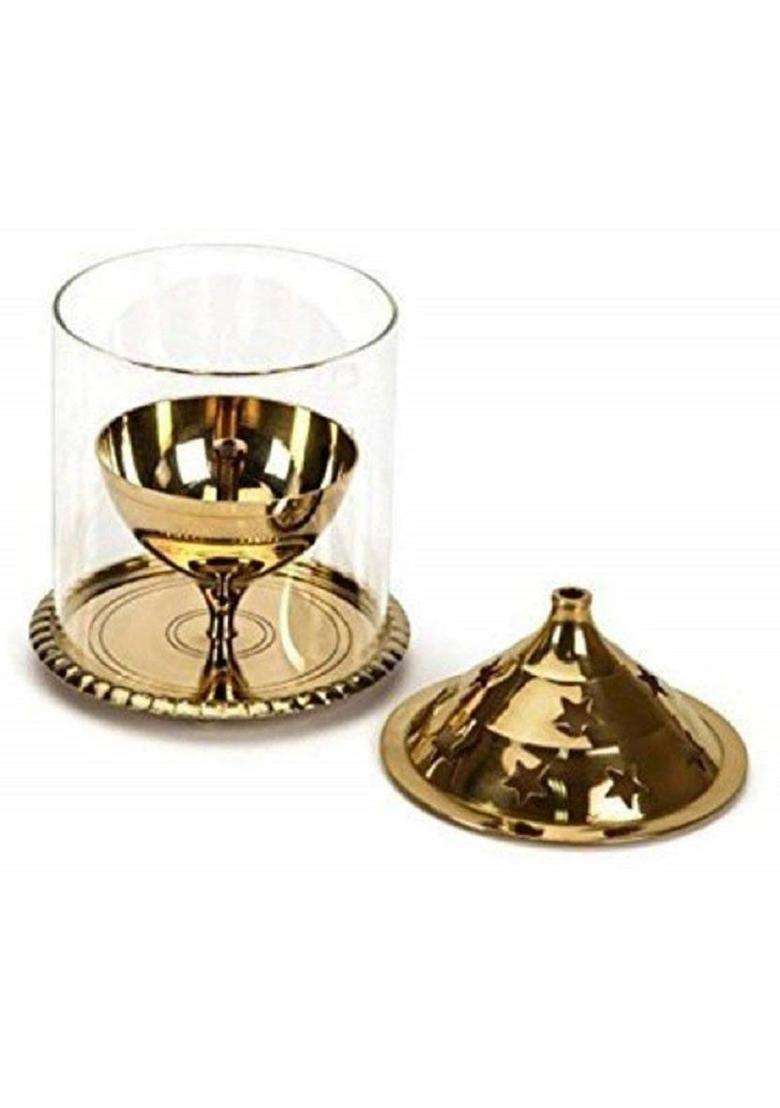 Navyaksh 1 Brass Akhand Diya Table (Height 4.4 Inch) - Indya