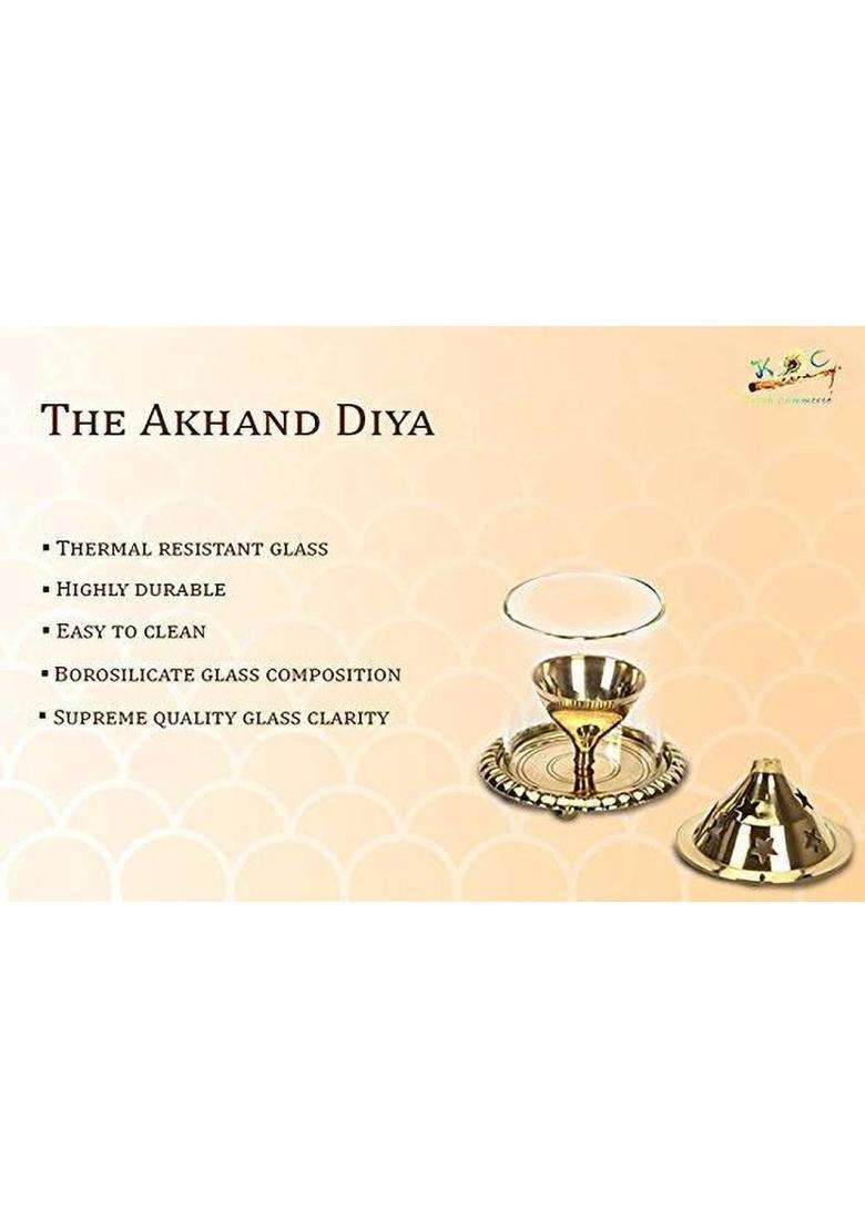 Navyaksh 1 Brass Akhand Diya Table (Height 4.4 Inch) - Indya