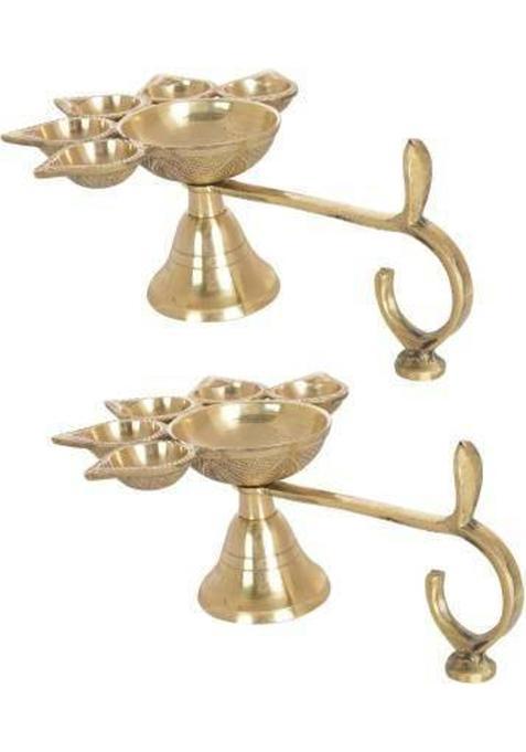 Navyaksh 2 Unit Brass (Pack Of 2) Table Diya Set (Height: 3 Inch)