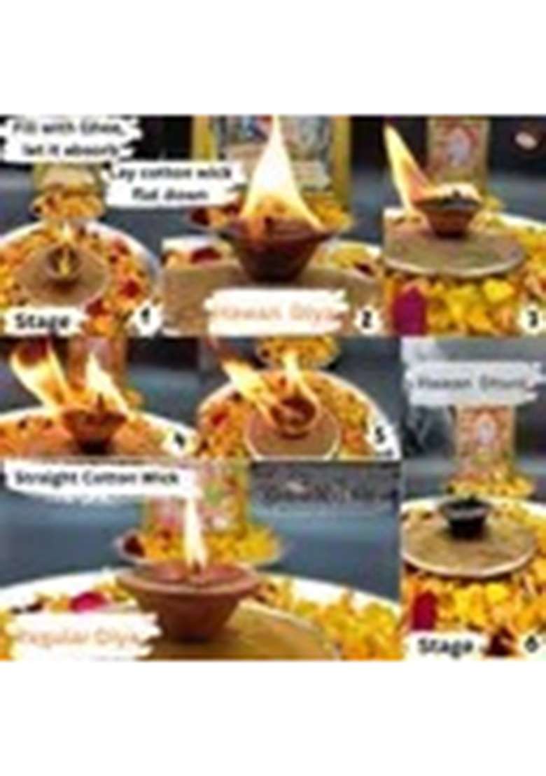 Gaukosh Panchgavya Diya/Deepak Made Of 5 Natural Elements (Pack 20 Pcs) Cow Dung Table Diya (Height 0.787 Inch) - Indya