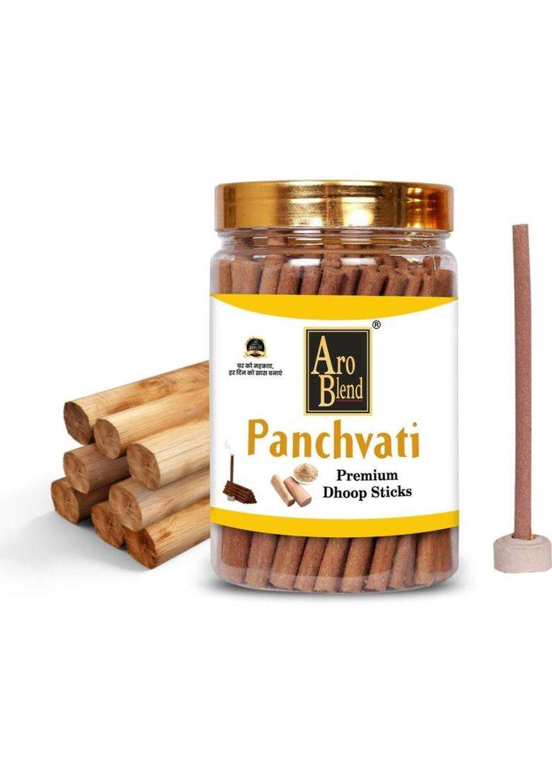 Aroblend Premium Panchvati Dry Dhoop Stick 100Gram 4 Jar Fragrance No Bamboo Charcoal (400 G Set Of 1) - Indya